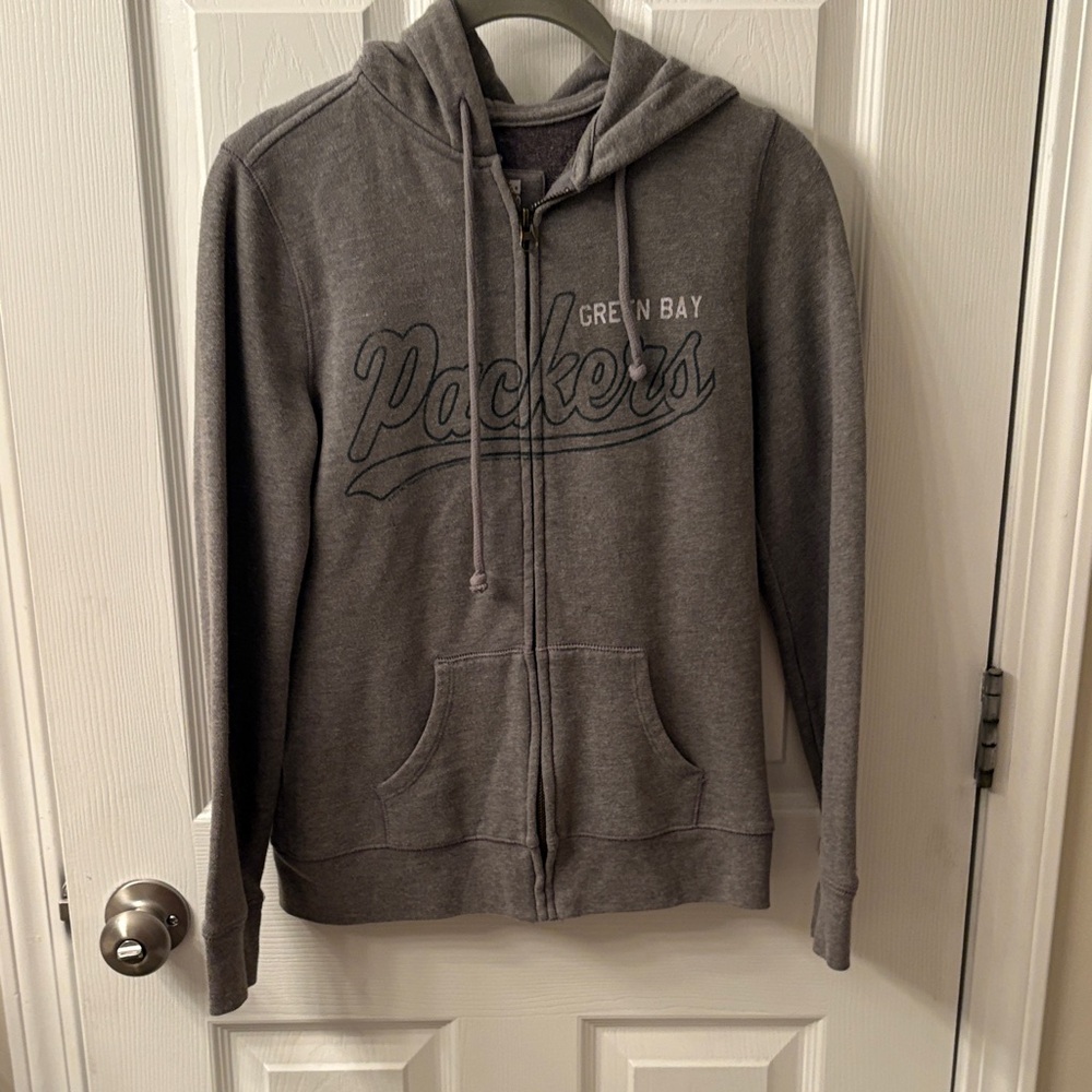 Gray Green Bay Packers zip up  Hoodie
